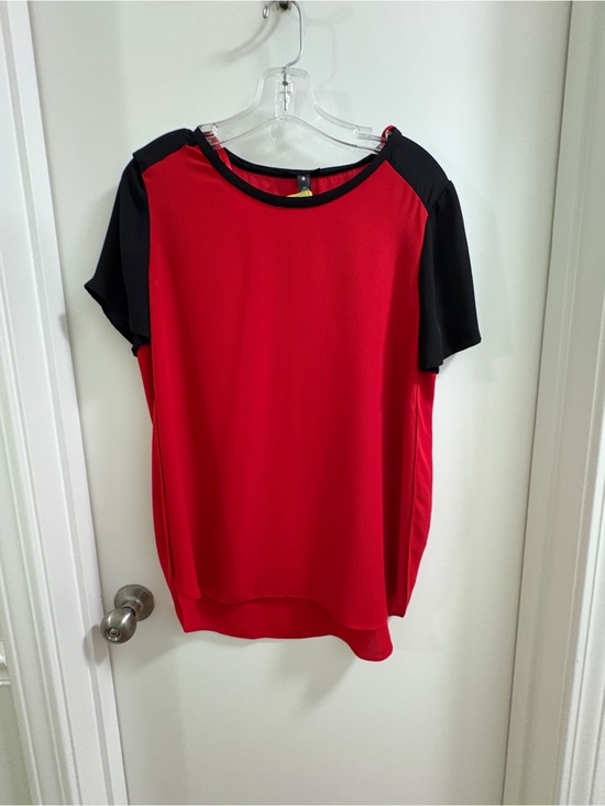 Aqua Tops - Aqua Red and Black Short Sleeve Contrast Top